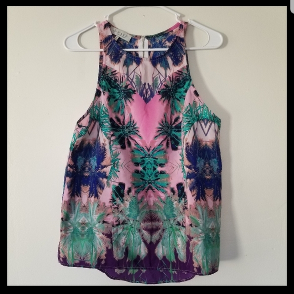 Wayf Ink Blot Palm Tree Tank Top Blouse Size Small - Picture 2 of 10